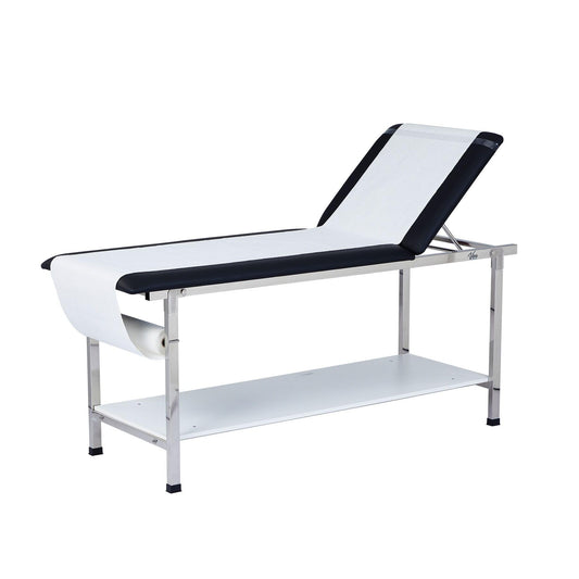 AdirMed VivaComfort Patient Exam Table with Shelf, Adjustable Back, and Foldable Legs, Medical Exam Table Black