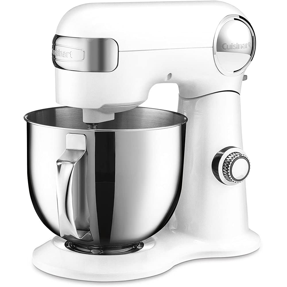 Cuisinart SM-50 Precision Master 5.5-Quart Stand Mixer White Linen Bundle with Deco Chef Pair of Red Heat Resistant Oven Mitt and 1 YR CPS Enhanced Protection Pack