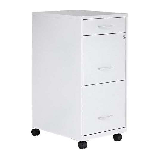 Lorell LYS SOHO Box/File/File Mobile White File Cabinet, 3 Drawer, 26.5 x 14.3 x 18 in