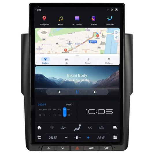 NAKEVICH 14.4 Inch Qualcomm Android Car Radio for Dodge RAM 1500 2500 3500 2013-2018 Trucks Stereo Upgrade Tesla Style Head Unit Multimedia IPS Touch Screen Android Auto Player GPS Navigation