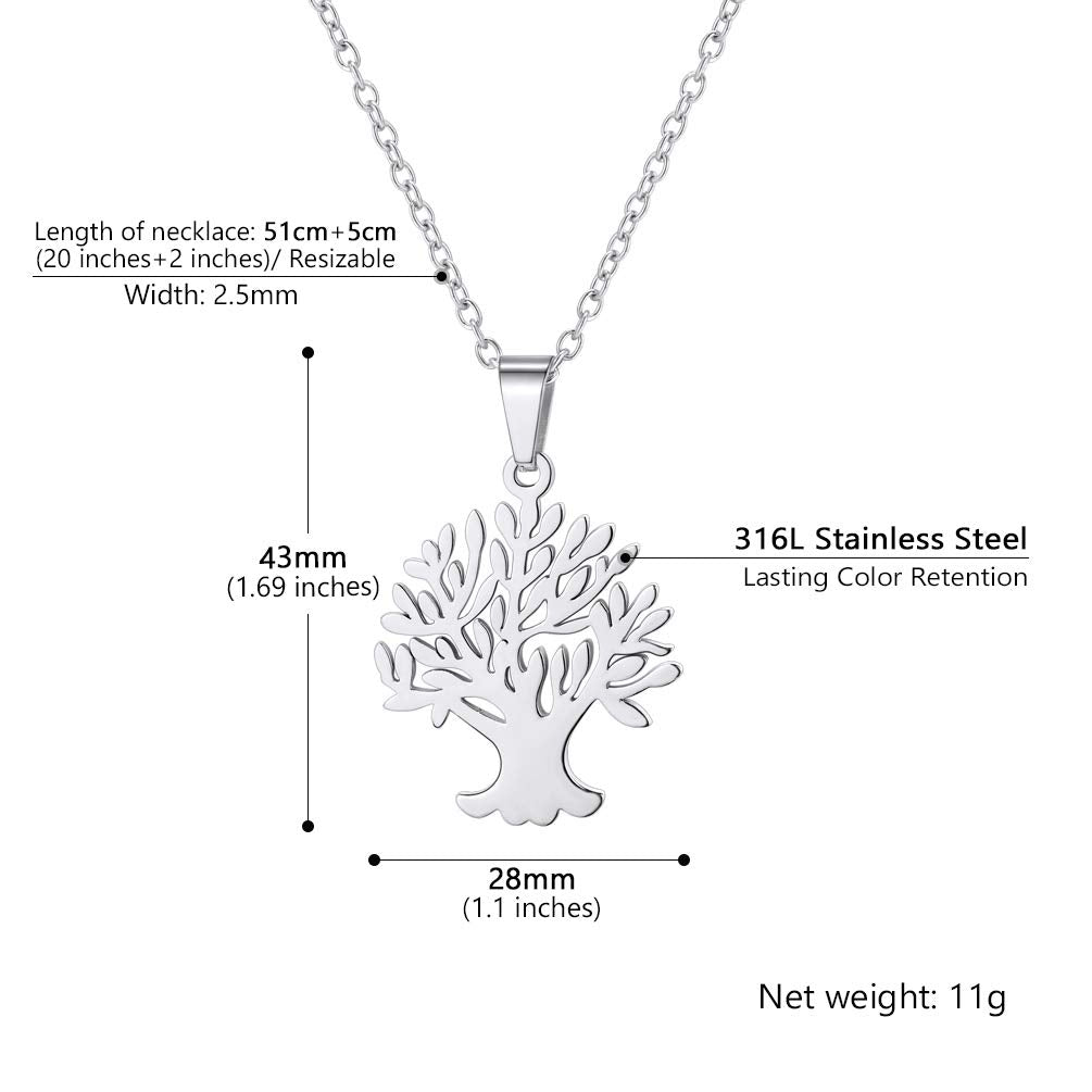 PROSTEEL Tree of Life Necklace Stainless Steel Women Family Jewelry Minimalist Pendant