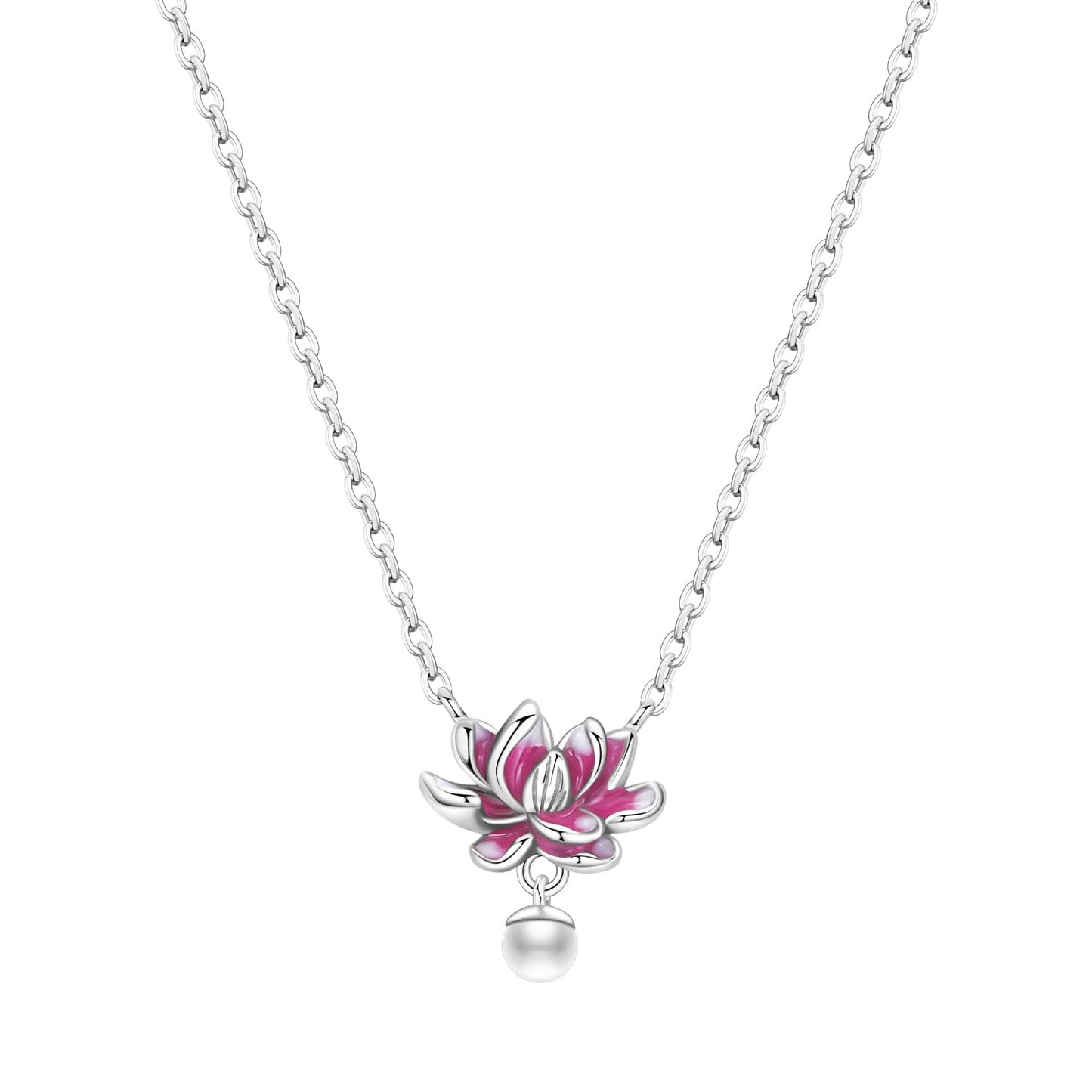 MISEFF 925 Sterling Silver Fashion Pendant Necklace for Women，Fashion Jewelry, 18K Gold Plated， Advanced Retro Series Link Chains ，Basic Multifunctional Accessories Suitable for Multiple Occasions and Daily Wear (lotus)