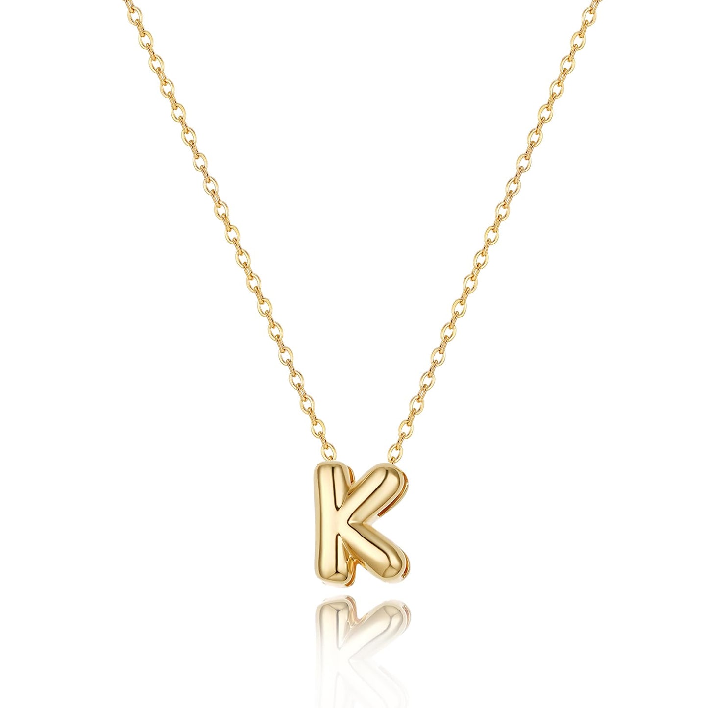 CUEZIY 14K Gold Plated Bubble Letter Necklace Initial Necklaces for Women Dainty Personalized Charm Pendant Name Necklace Cute Non Tarnish Fashion Accessories Teen Gift Trendy Stuff Jewelry Gifts