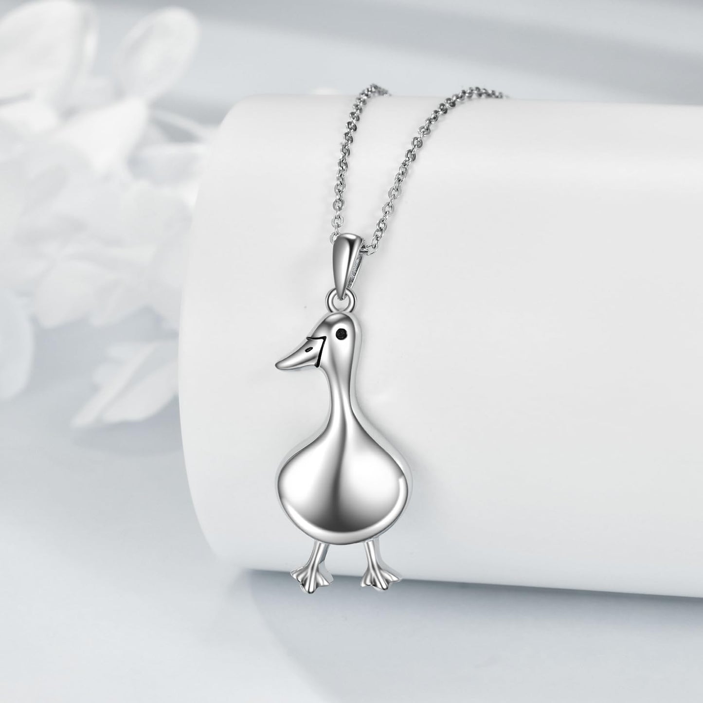 YAFEINI Duck Necklace S925 Sterling Silver Ducks Pendant Necklace Tiny Duck Jewelry Gifts for Women Mom Wife