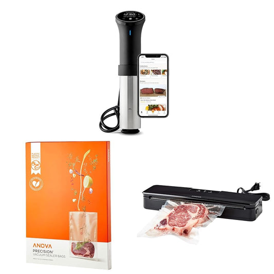Anova Culinary Sous Vide Precision Cooker 3.0 (WiFi), 1100 Watts & Precision Vacuum Sealer Bags (Pre-cut),Clear & ANVS01-US00 Anova Precision Vacuum Sealer