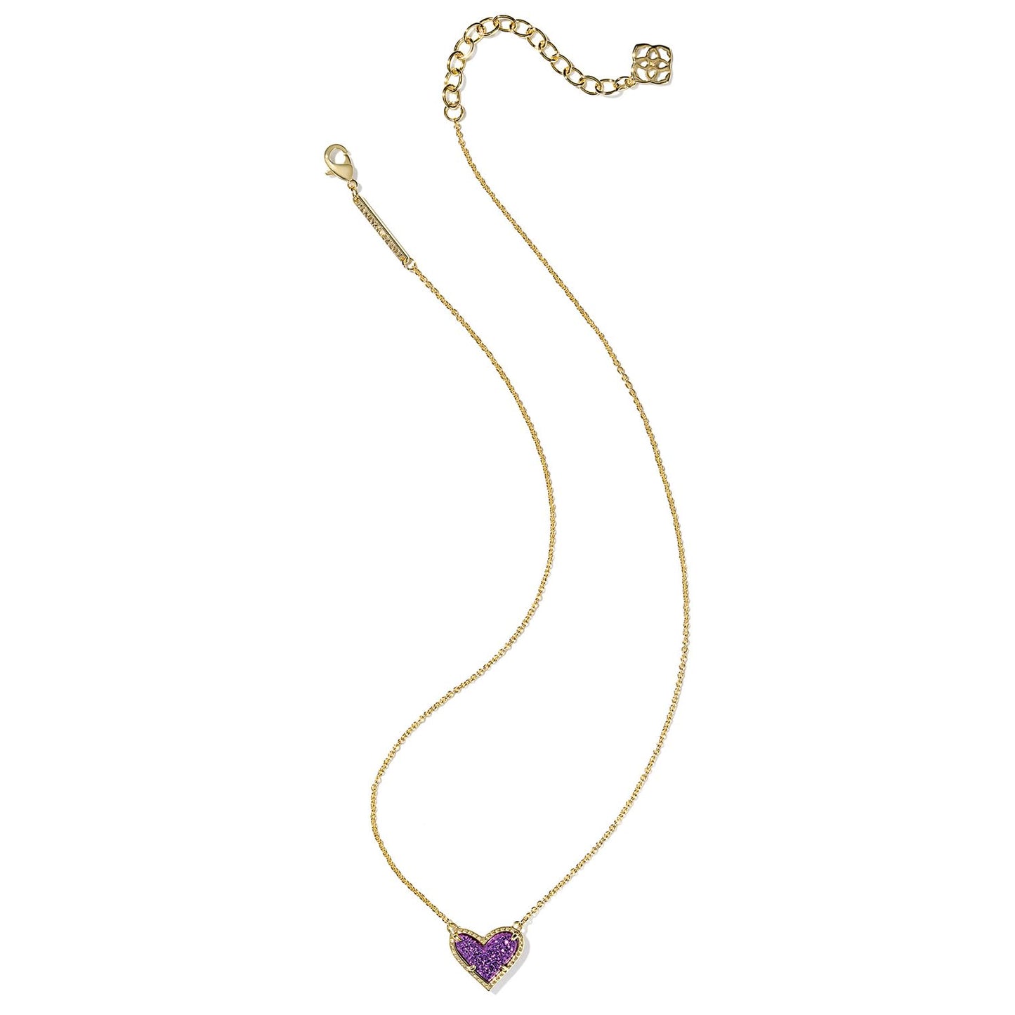 Kendra Scott Ari Heart Pendant Necklace, 14k Gold-Plated Brass, Fashion Jewelry for Women, Purple Drusy
