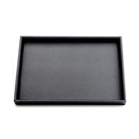 Woodten Black PU Leather Jewelry Display Flat Tray Ring Necklace Watch Organizer Display Tray (1 grid)