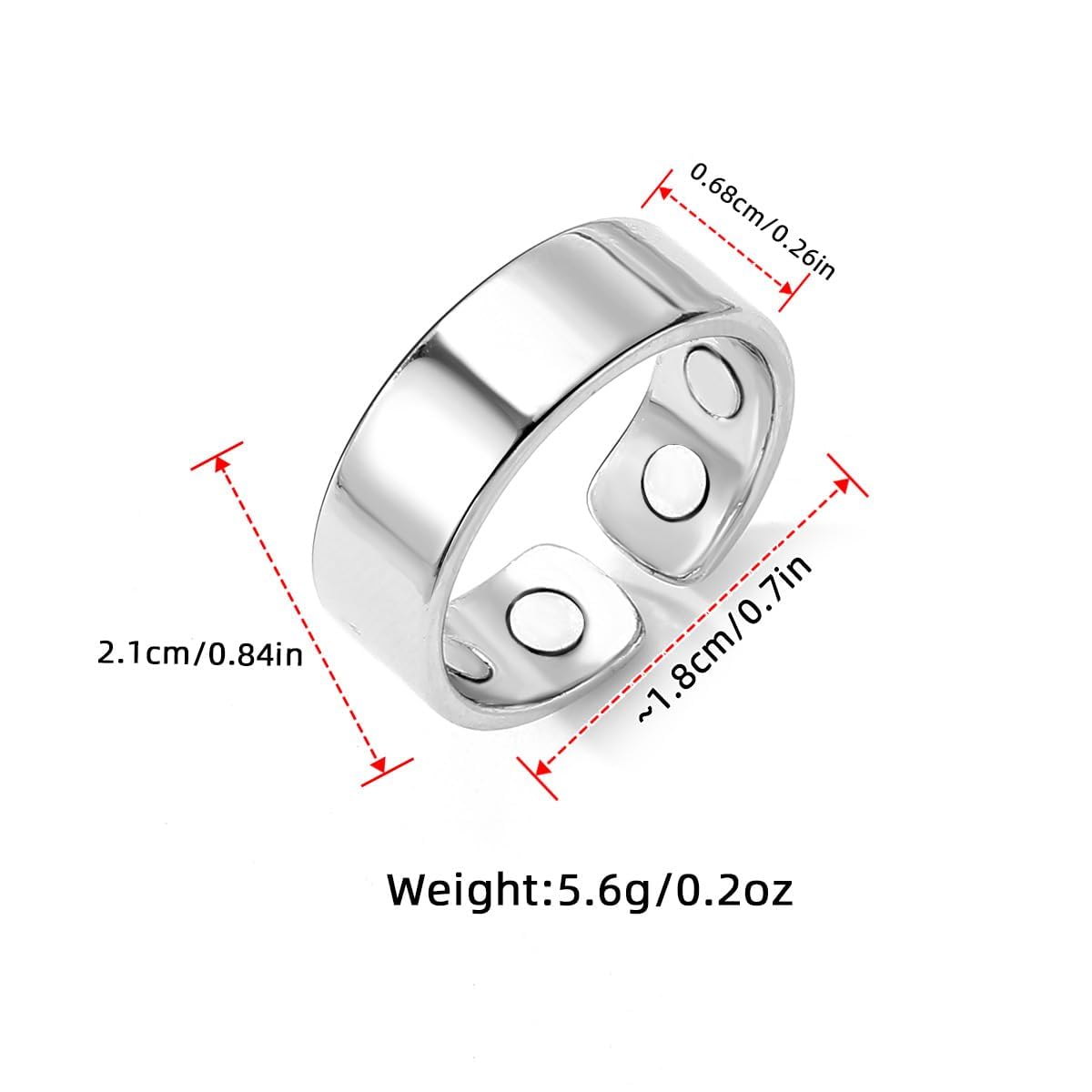 Topty 2PCS Magnetic Anti Snoring Auvulis Migraine Ring Titanium Lon Magtherapy Lymphatic Drainage Stainless Steel Ring for Women Men Health Jewelry Gifts in Gold Silver