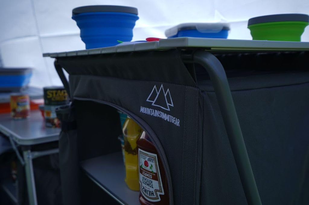 MOUNTAIN SUMMIT GEAR Foldable Roll Top Camping Pantry and Table, Made by Caddis Sports