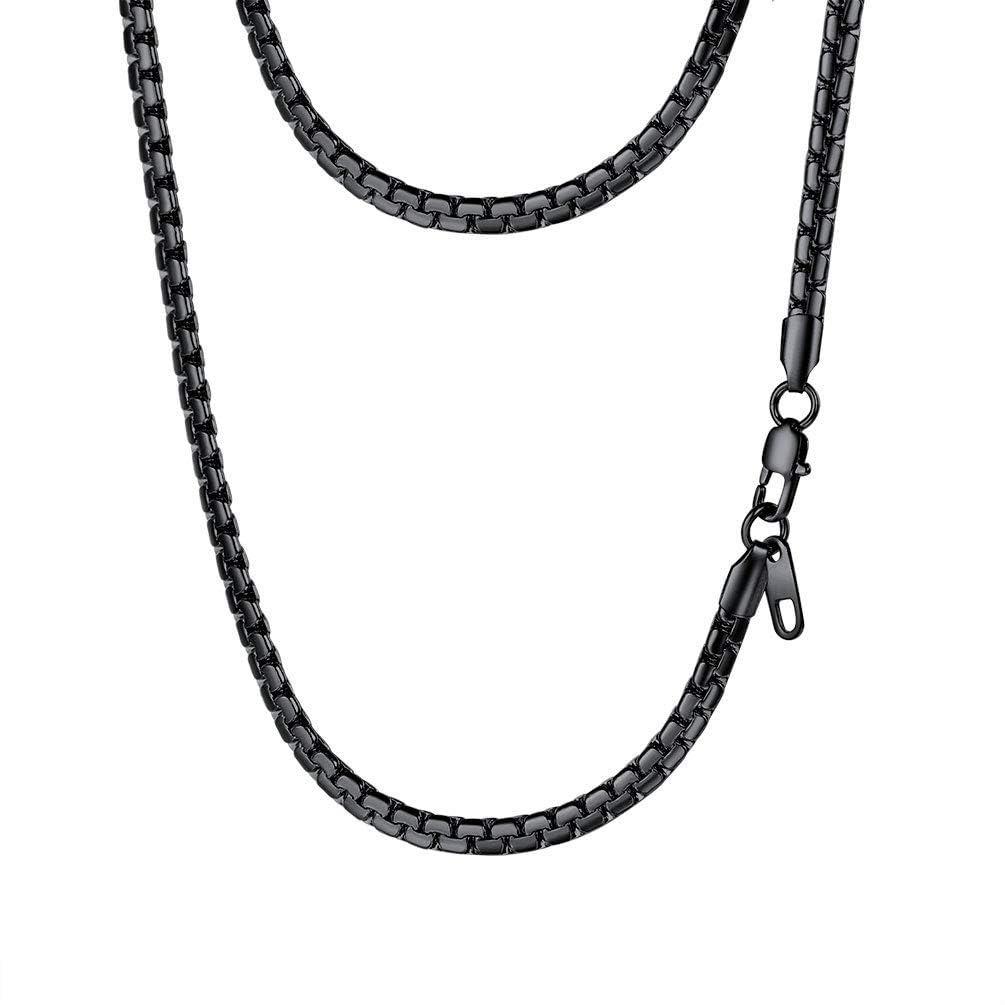 PROSTEEL 20inch Stainless Steel Chain Black Gothic Minimalist Flat Chain Men Black Necklace