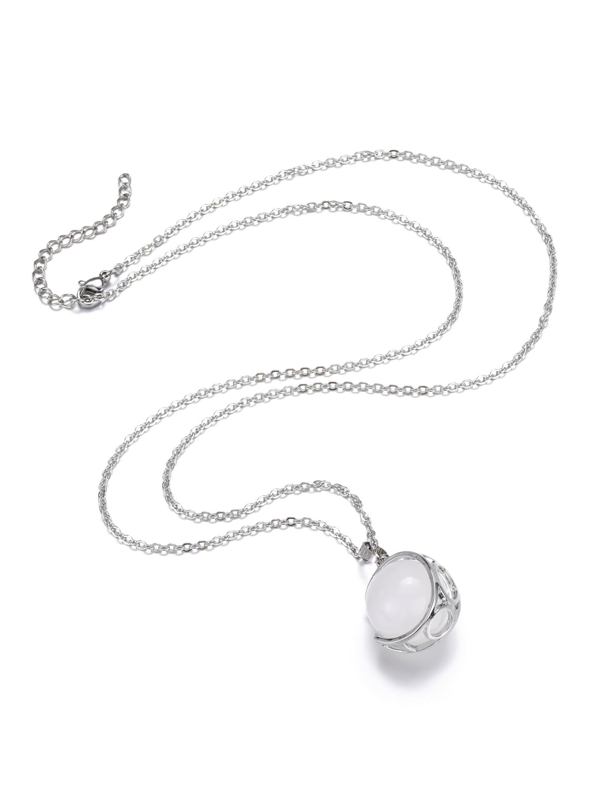 Top Plaza Clear Quartz Healing Crystal Stone Necklace Round Ball Rotating Natural Gemstone Pendant Necklace for Women Energy Jewelry Christmas Gifts