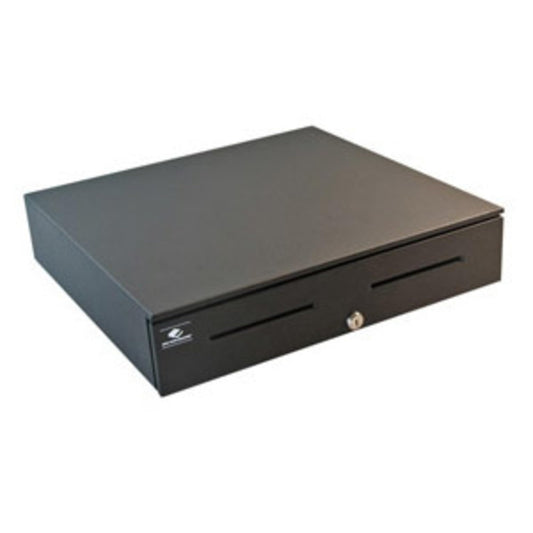 APG JB484A-BL1816-C 4000 Series Smart SerialPRO II Painted Front Heavy Duty Cash Drawer, 2 Media Slots, Coin Roll Storage Till, 18.0" Width x 16.7" Depth x 4.2" Height, Black