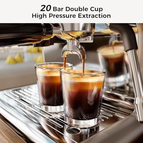 Kismile Espresso Machine with Grinder,20 Bar Expresso Coffee Machines,Espresso Maker with 30 Grind Settings, Milk Frother Steam Wand，Expresso Machines for Home, Perfect for Cappuccino, Latte