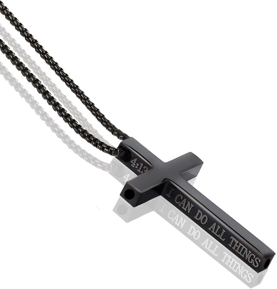 Luciteck Breathlink Quit Smoking Necklace – Stainless Steel Cross Pendant, Breathable Fidget Necklace for Anxiety Relief & Smoking Cessation, Smokeless Inhaler for Men & Women Black