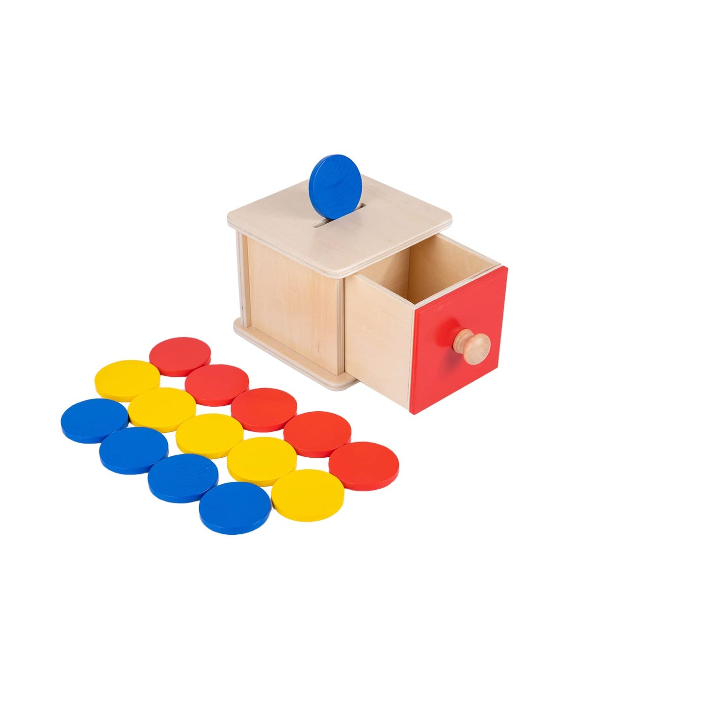 Adena Montessori Coin Lock Box,2 in 1 Object Permanence Box Toys for 1 Year Old Baby Coins,Wooden Mechanisms Help Develop Probelm Solving Skills Toys for 6-12 Month Infant Toys,Learning Kids Gifts