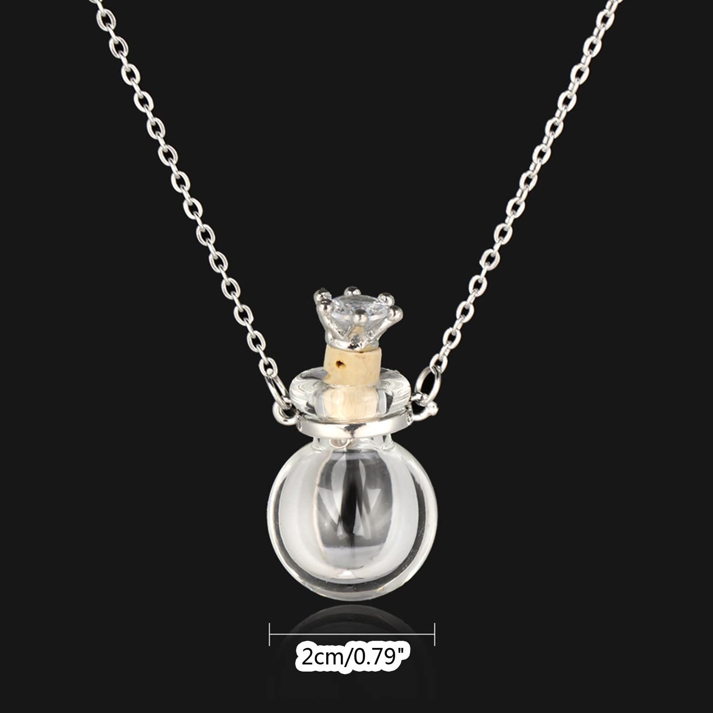 Women Long Necklace Clear Glass Aromatic Water Essential Oil Diffuser Bottle Natural Crystal Pendant for Girl Essential Oil Necklaces for