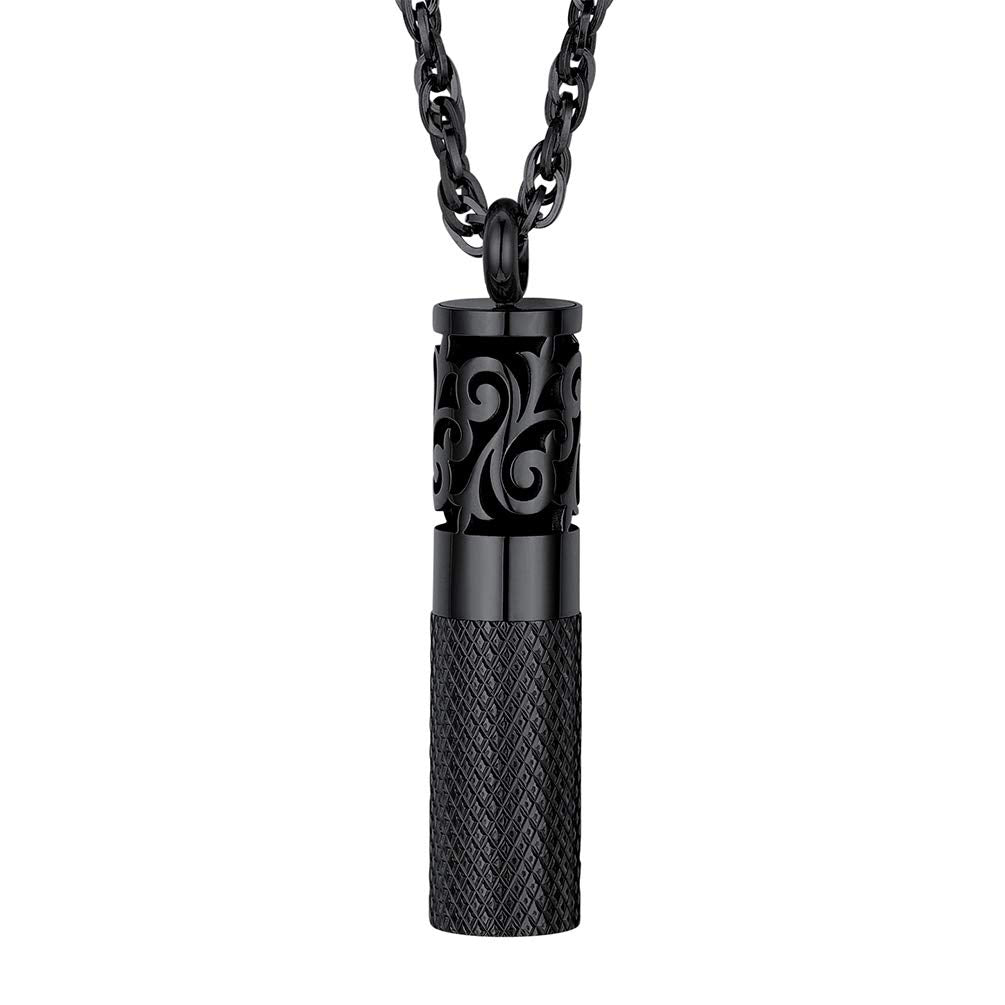 Perfume Locket Round Bottle Pendant Necklace Diffuser Essential Oil Aromatherapy Men Women Jewelry Black Necklace