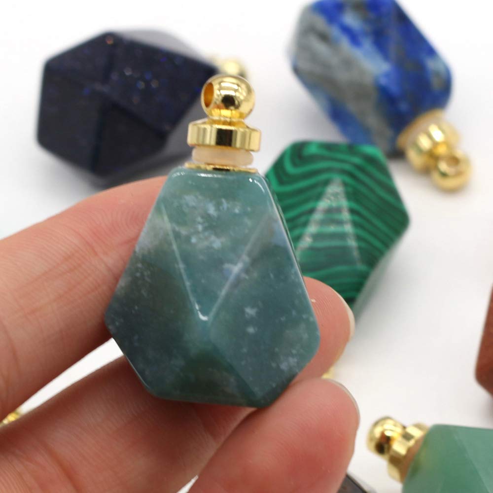 Zotoone Natural Stone Perfume Bottle Pendants Charms Essential Oil Bottle Stone Essential Oil Diffuser Necklace for Women Necklace Jewelry Gift（Random 3 Pieces）