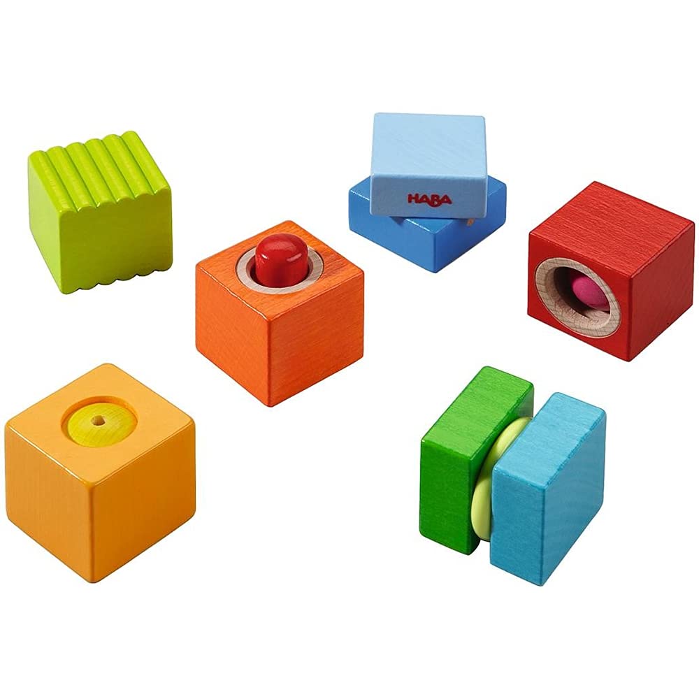 HABA Fun with Sounds Wooden Discovery Blocks for Toddlers with Acoustic Sounds, Toddler Toys for Preschool Learning Activities, (Made in Germany)