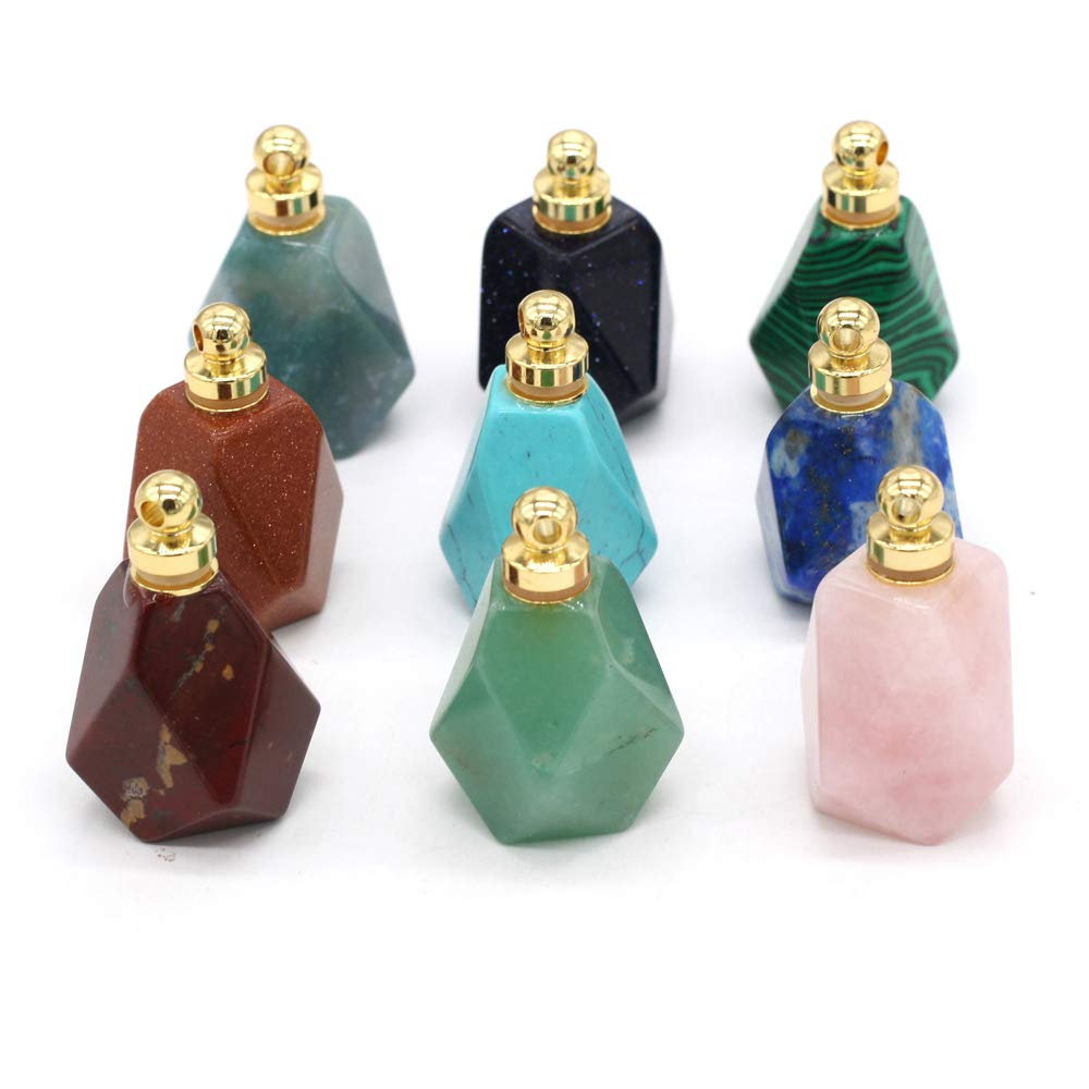 Zotoone Natural Stone Perfume Bottle Pendants Charms Essential Oil Bottle Stone Essential Oil Diffuser Necklace for Women Necklace Jewelry Gift（Random 3 Pieces）