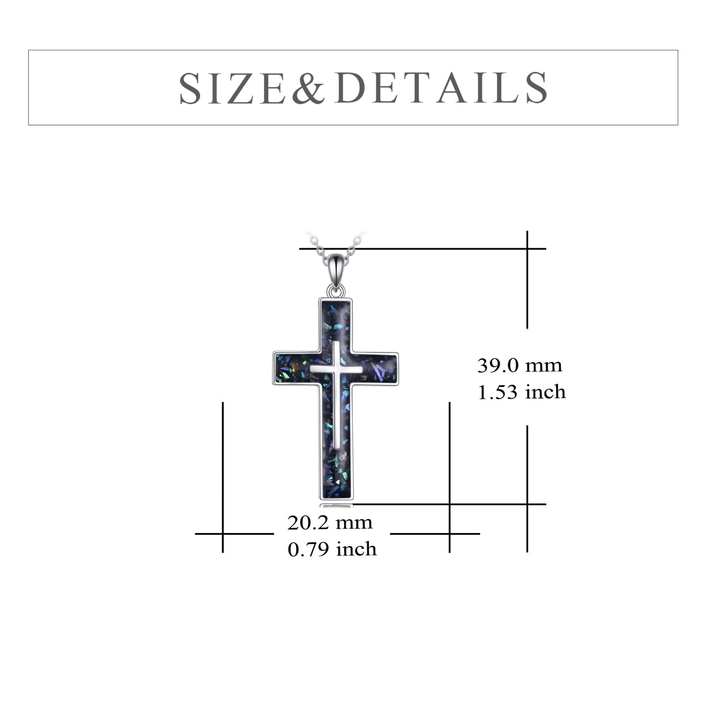 YFN Cross Necklace Sterling Silver Abalone Shell Cross Pendant Religious Jewelry Gifts for Women Men