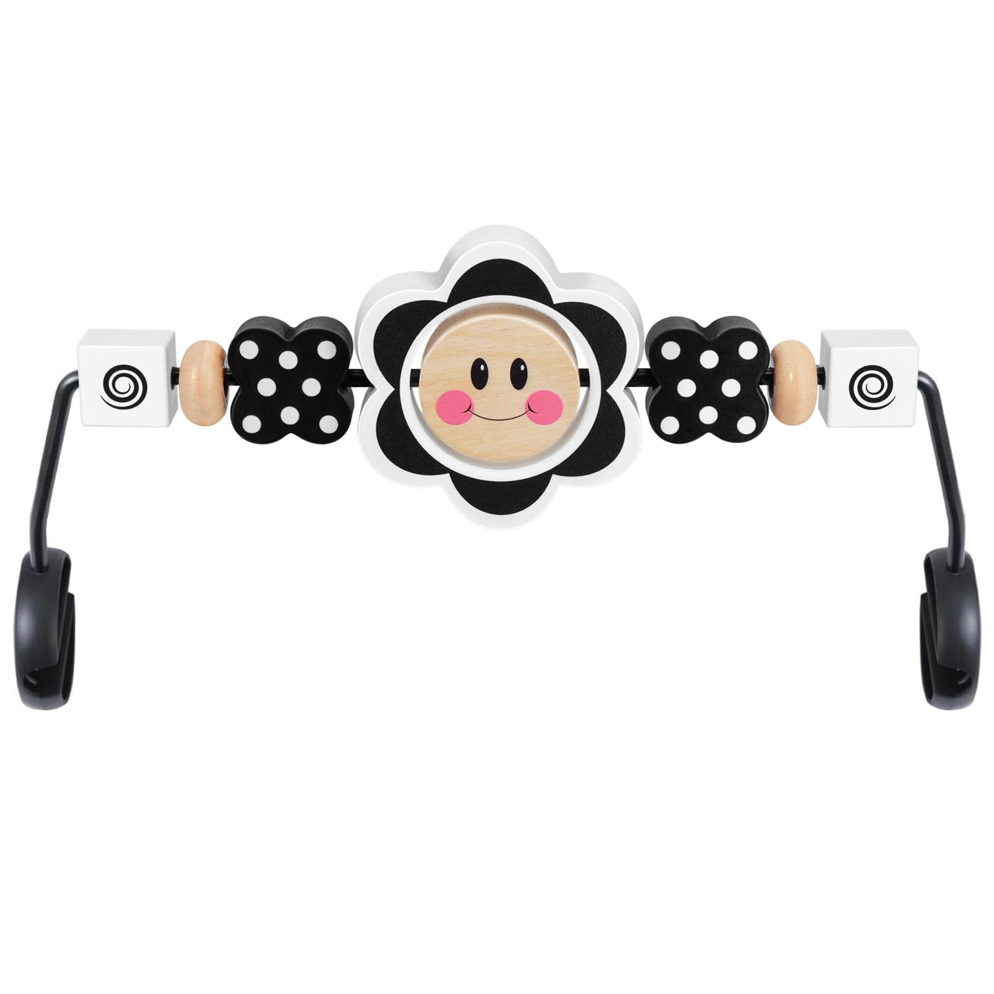 iGRATENS Baby Bjorn Bouncer Toy Bar, Toy for Baby Bouncer Soft & Bliss, Easy to Attach and Remove, Child-Friendly Materials, Exciting Design for Curious Babies, Black and White Flowers