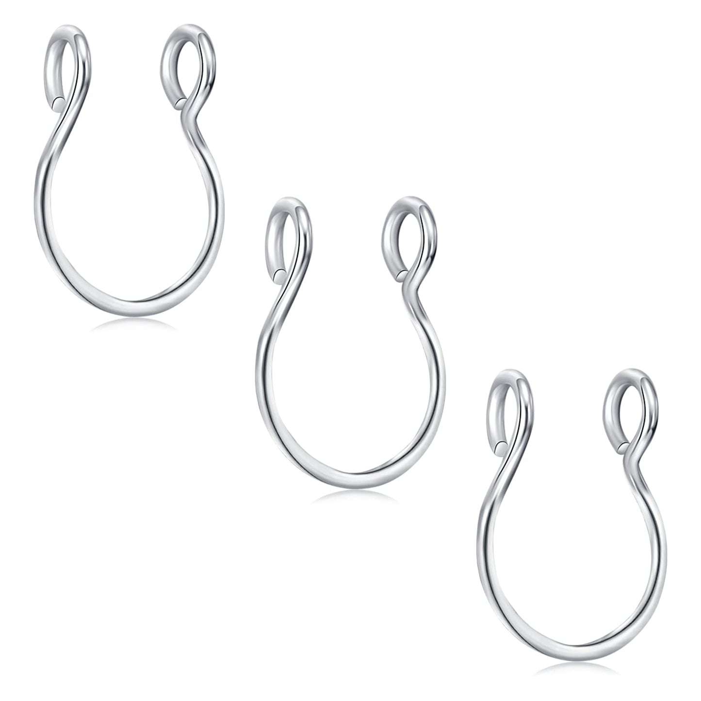 D.Bella Stainless Steel Hoop Earring, 20g Faux Septum Nose Ring, 8mm Non-Pierced Clip, Fashion Fake Piercing Jewelry for Women Men
