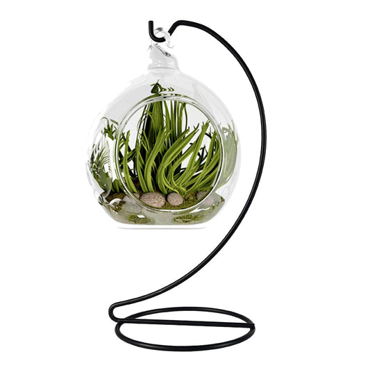 Fosinz 9 Inch Black Ornament Display Stand, Metal Ornament Hanger Stand for Hanging Glass Globe(5inch), Air Plant Terrarium, Witch Ball, Christmas Ornament and Home Wedding Decoration (1, 9x4 Black)