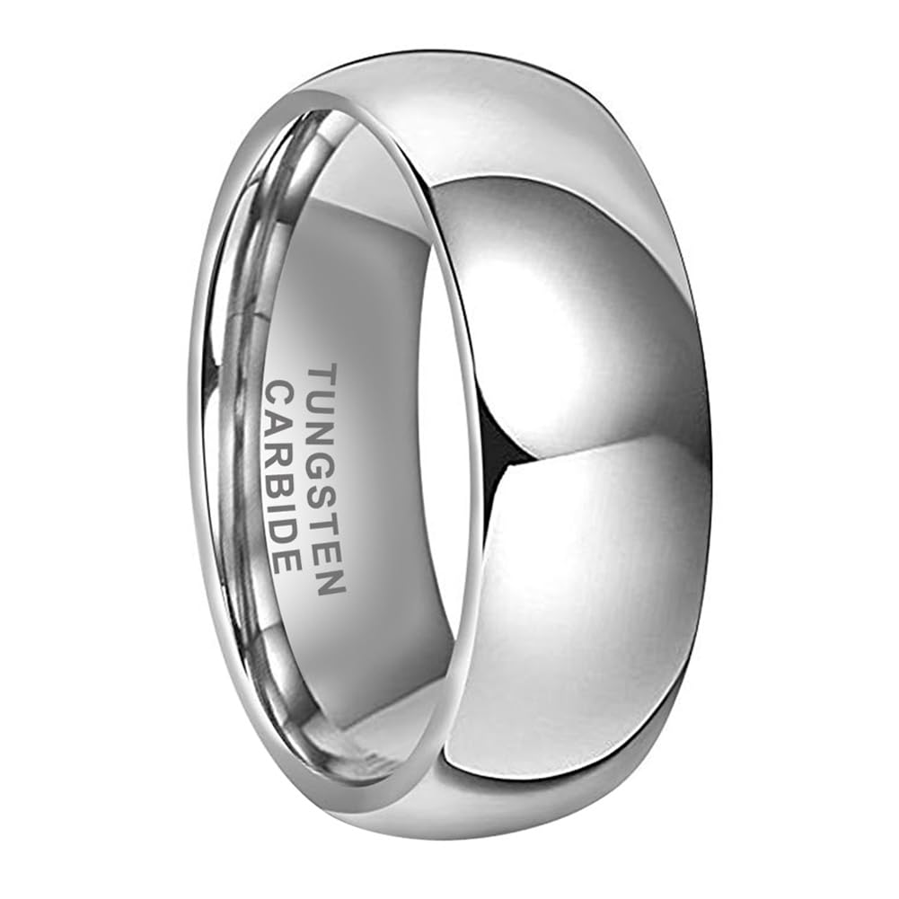 TUTISS 8mm Tungsten Rings for Men Women Engagement Wedding Bands Domed Polished Comfort Fit Size 11