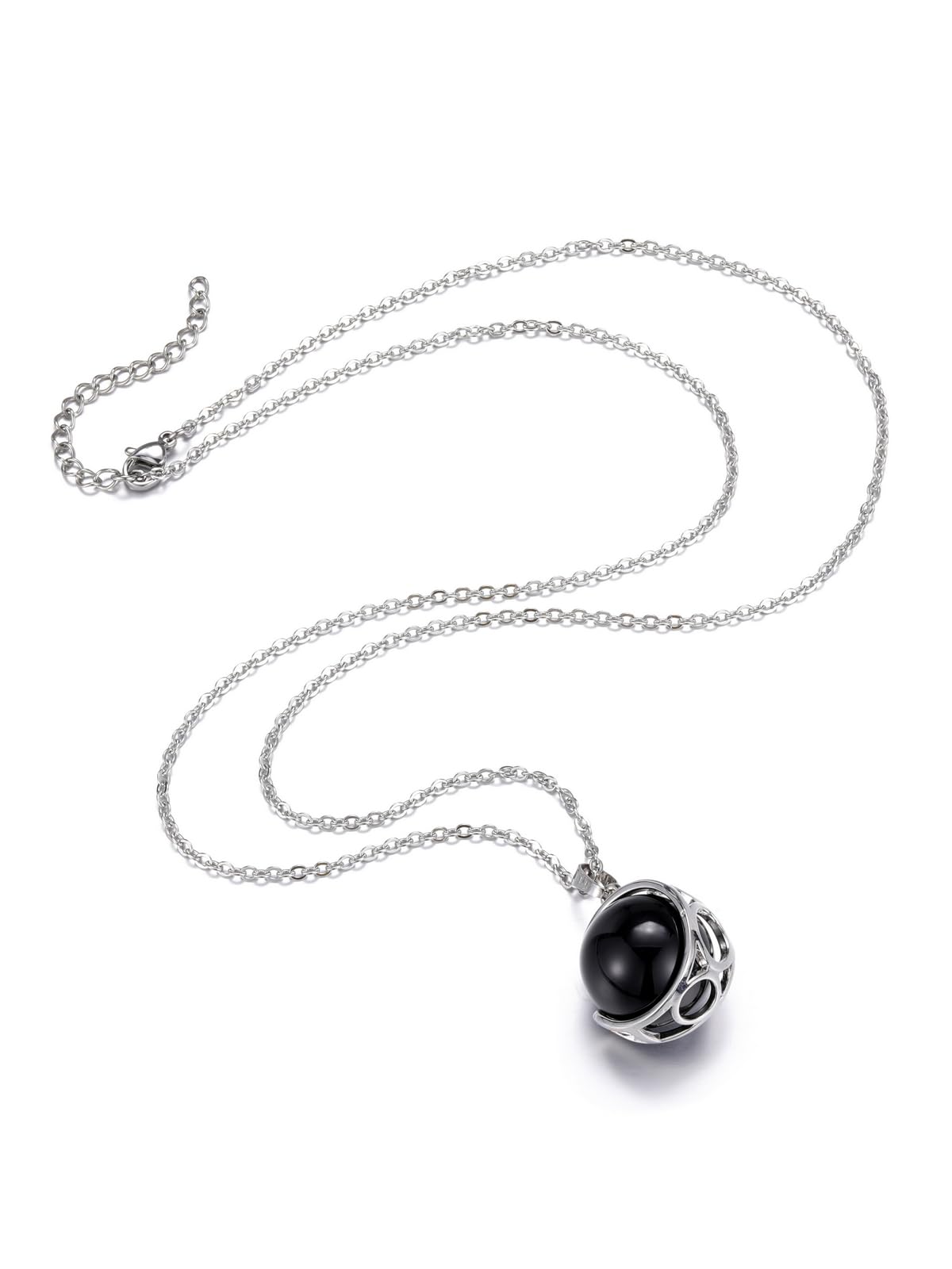 Top Plaza Black Obsidian Healing Crystal Stone Necklace Round Ball Rotating Natural Gemstone Pendant Necklace for Women Energy Jewelry Christmas Gifts