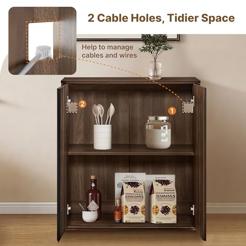 KISLOT 31.5" Sideboard Buffet Cabinet with Storage Modular Accent Display Kitchen Storage Cabinet Wood Coffee Bar Console for Living Room, Hallway, Kitchen, Dining Room,Walnut