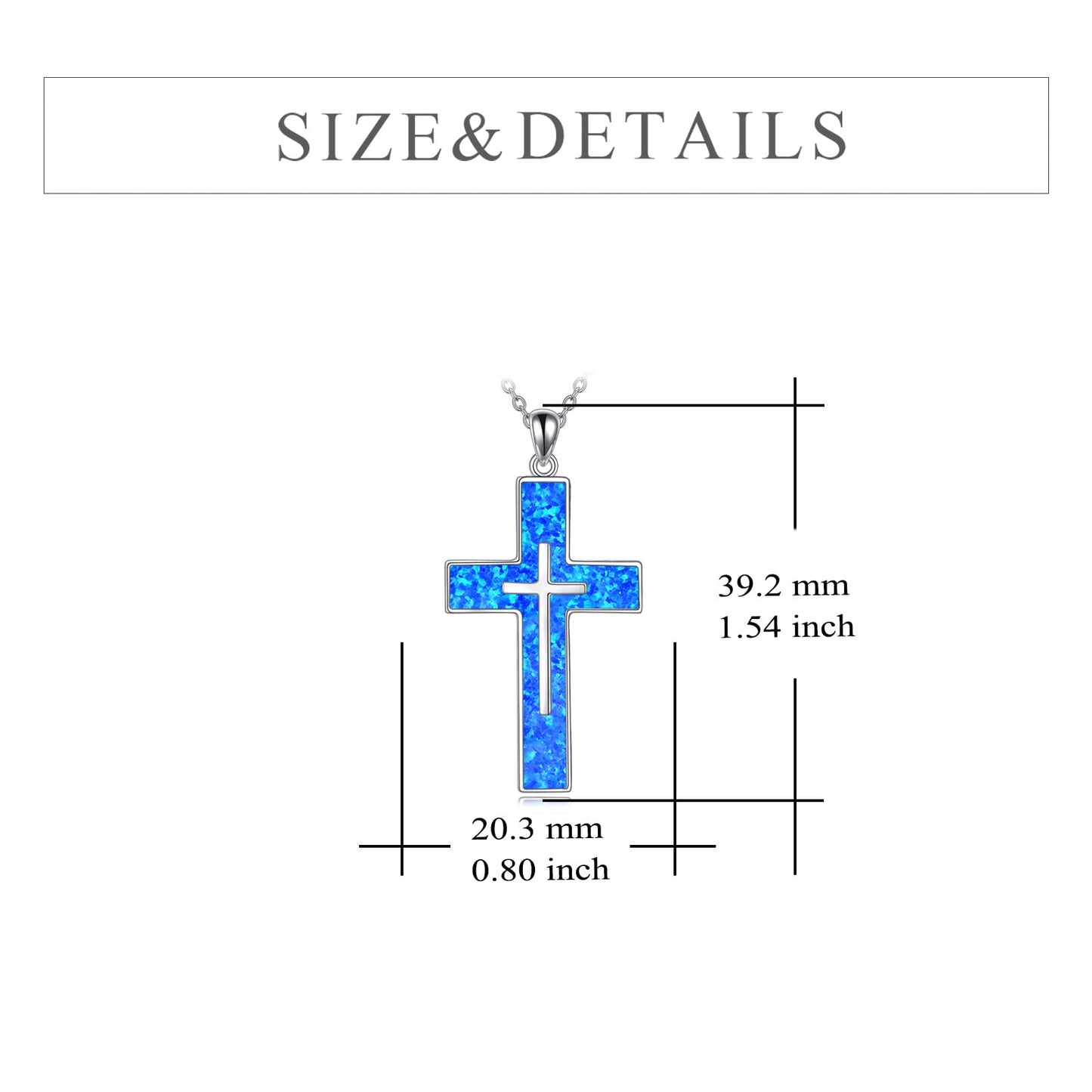 YFN Opal Cross Necklace Sterling Silver Cross Pendant Jewelry Gifts for Women Men
