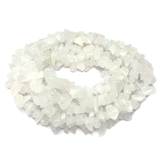 35 inches Chip Stone Loose Gemstones Beads Drilled Strand for Jewelry Making (White Jade)
