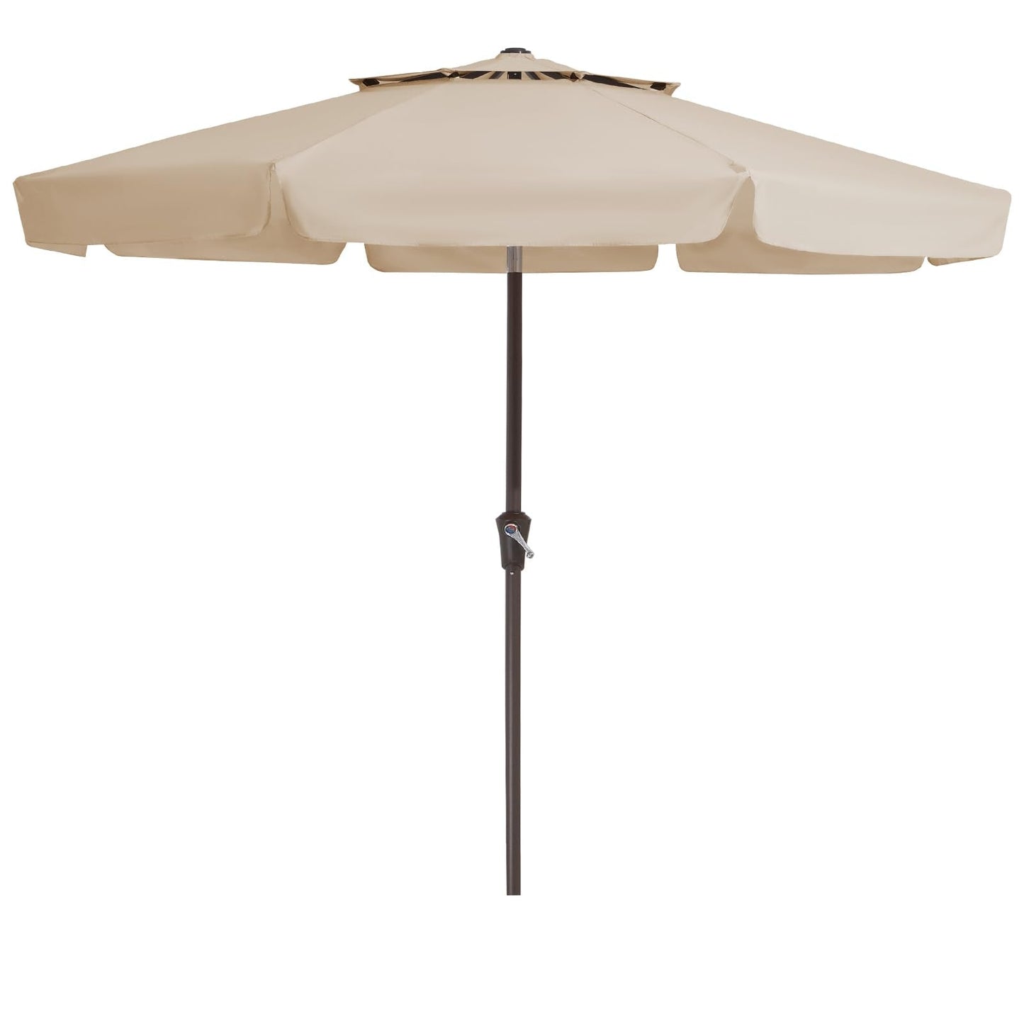 JEAREY 9' 2-Tiers Patio Umbrellas Outdoor Market Table Umbrella w/Push Button Tilt/Crank, 8 Sturdy Ribs, UV Protection Waterproof Sunproof(Beige)