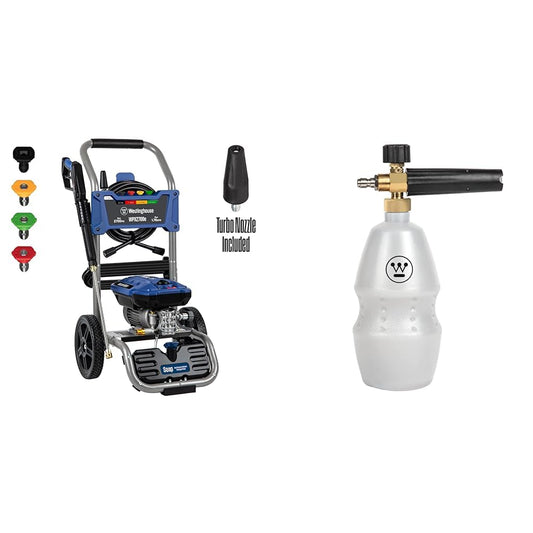 Westinghouse WPX2700e Electric Pressure Washer, 2700 PSI and 1.76 Max GPM & Westinghouse Outdoor Power Equipment Foam Cannon for Pressure Washers