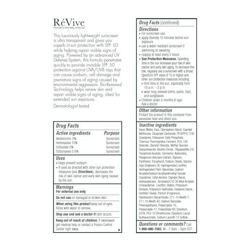 RéVive Soleil Superiéur Face Sunscreen - Broad Spectrum SPF 50 Sunscreen - Ultra-Transparent & Anti Aging Sun Care to Help Improve Skin Barrier Repair & Protect Against UVA/UVB Rays (1.7 oz)