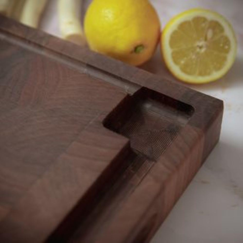 Zassenhaus Walnut End Grain Chopping Block Cutting Board With Juice Groove & Integrated Handles 21" x 12" x 1.6" - Wood Cutting Board