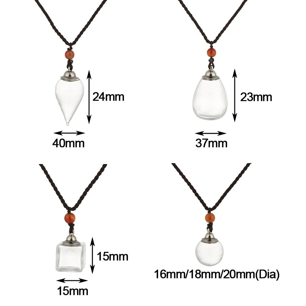 925 Sterling Silver Blood Vial Necklace For Women and Men - Glass Pendant Perfume Bottle - Water Container Jar Necklaces For Liquid Oil Diffuser Jewelry