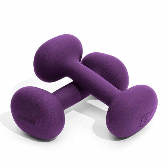YOTTOY Weights Dumbbells Set for Women,3 Pound Dumbbells Set of 2, Non-Slip Hand Weights for Home Workouts, Portable Strength Training Neoprene dumbbells (Purple, 3LB-Pair)