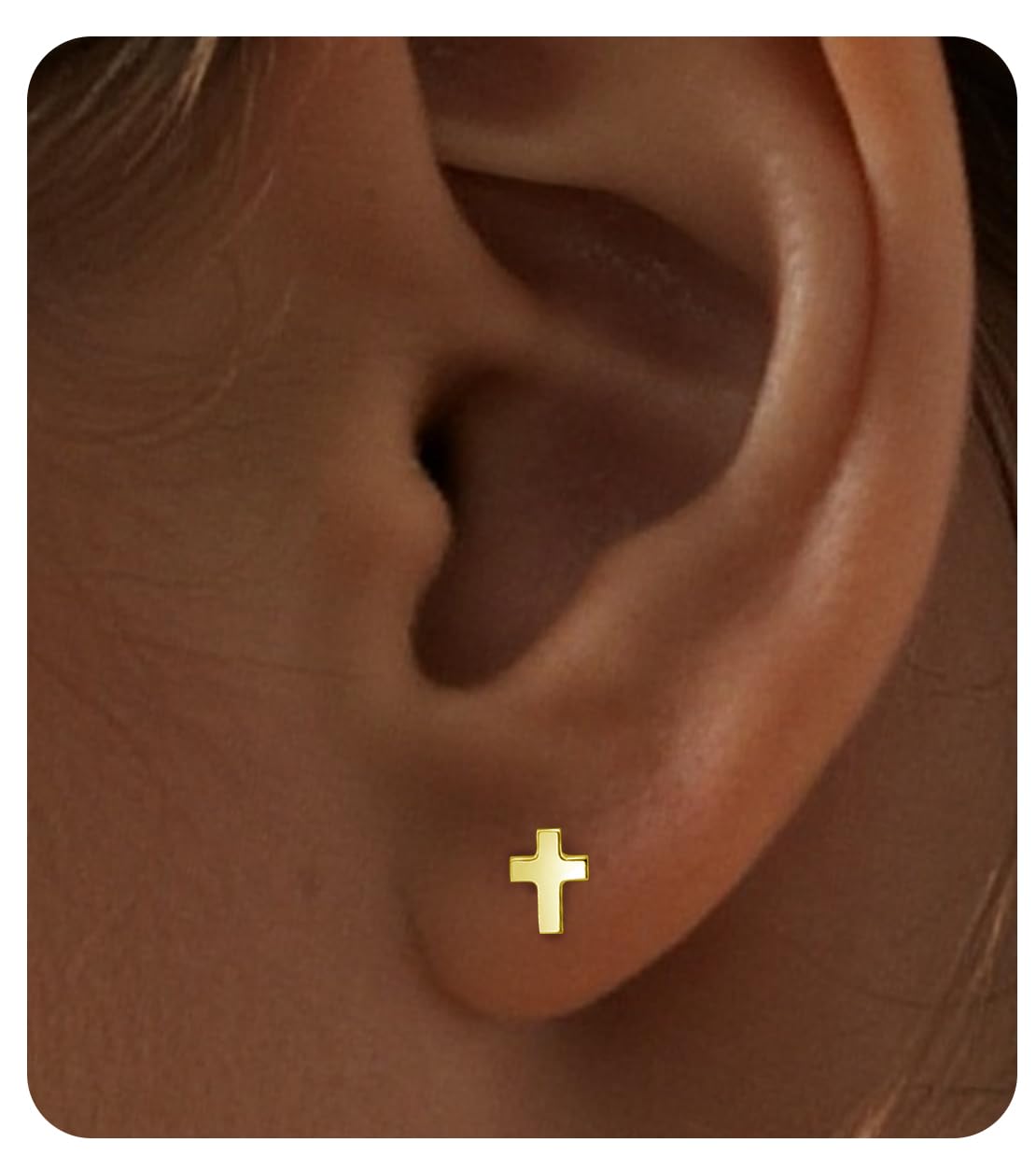 Limerencia Titanium Stud Earrings - Hypoallergenic Earrings for Women Men Sensitive Ears - Minimalist Jewelry Flatback Cross Bolt Cartilage Earrings,Gold Tone