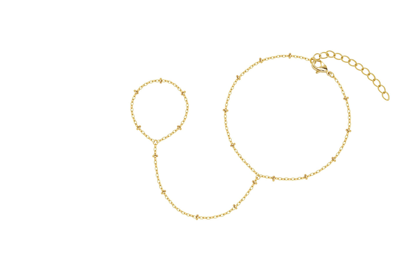 Poxtex Gold Beaded Bracelets for Women, Real Gold Hand Chain Bracelets, Dainty Adjustable Bracelets for Women Trendy Jewelry Gifts