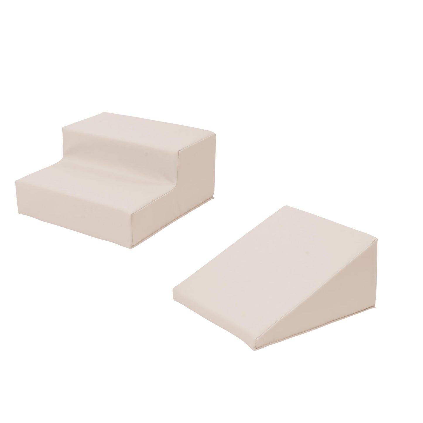 First Steps 2-Piece Playtime Step and Slide Climber Climbing Foam Block Set for Little Kids Indoor Toddler & Baby Soft Playset for Children to Climb and Crawl and Slide - Beige
