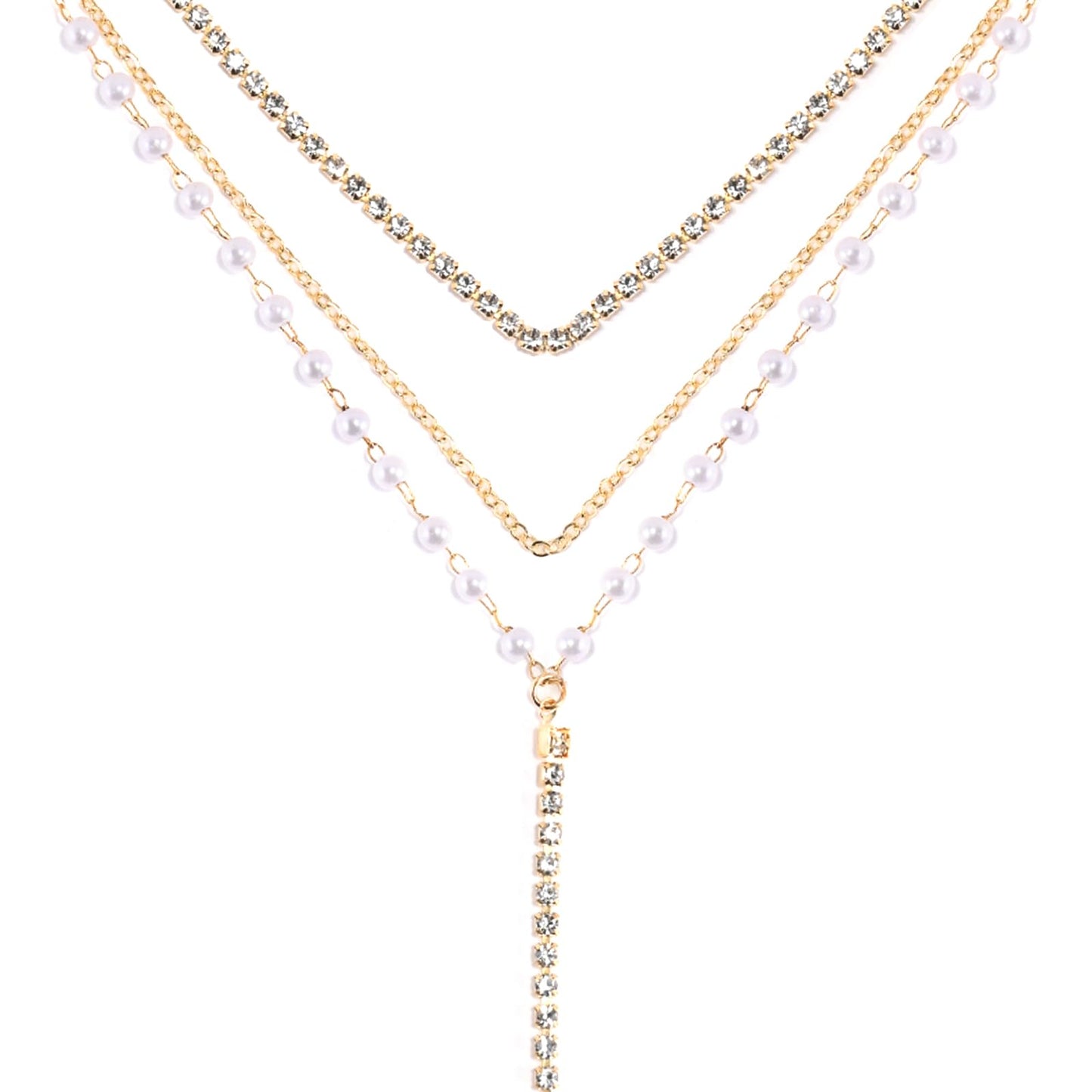 ENGCKSHI Necklace for Women, Dainty Long 14K Gold Y-Shaped Necklace Jewelry Trendy Beaded Layered Chain Drop Necklaces Jewelry Women Gifts
