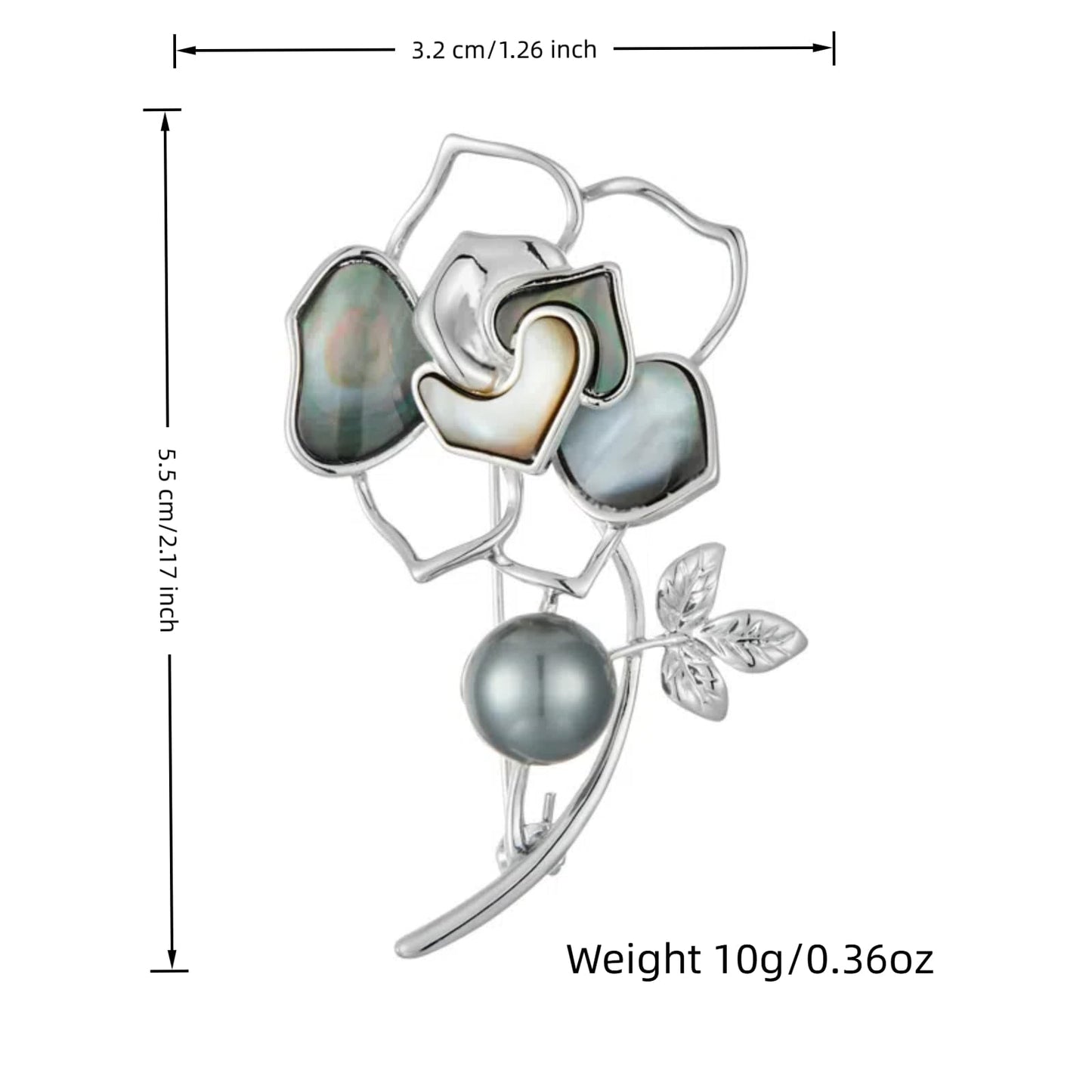 Fashion Brooches For Women, Rose Flower Brooch, Suitable For Party And Daily Wear On Many Occasions，Gold/Grey