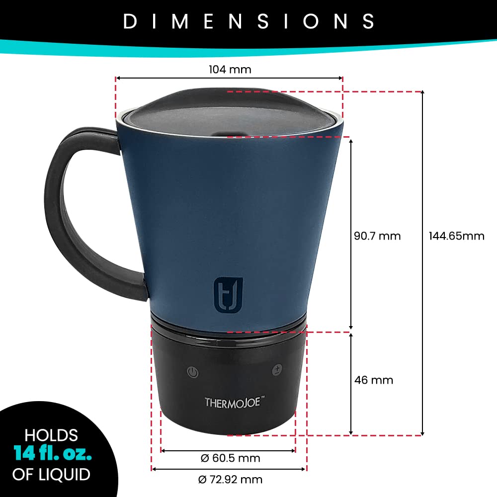 Thermojoe 14 Oz. Rechargeable Heated Smart Thermo Mug for Coffee and Tea with Temperature Control