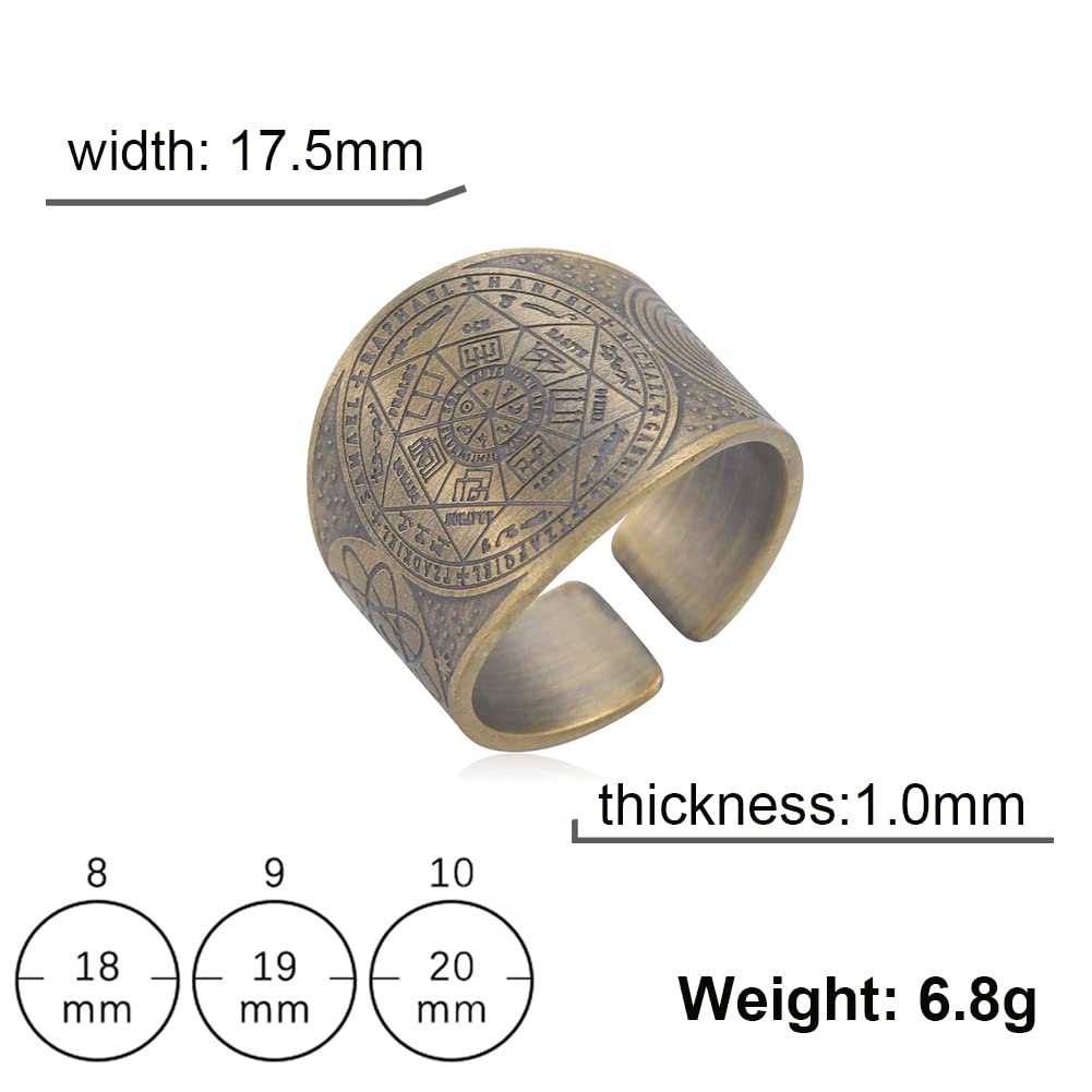 Amaxer Seven Archangels Ring for Men Copper The Seal Of Solomon Tetragrammaton Archangels Protection Ring Statement Band for Men Women (18mm-bronze)