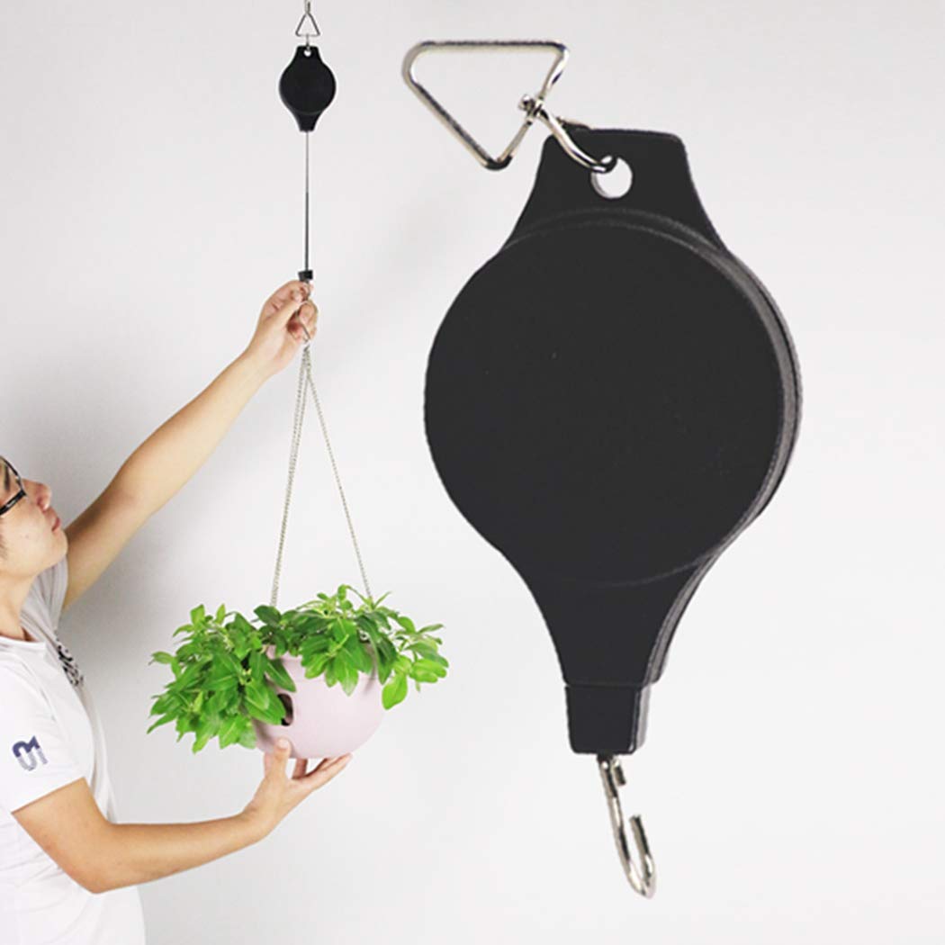 Lythor 4 Pack Plant Hook Pulley, Retractable Plant Hanger Easy Reach Hanging Flower Basket for Garden Baskets Pots and Birds Feeder Hang High up and Pull Down to Water Or Feed