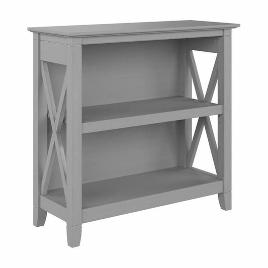 Bush Home Key West Small 2 Shelf Bookcase in Cape Cod Gray, Compact Home Organizer, Vertical Storage Solution, Bookshelf for Office or Living Room