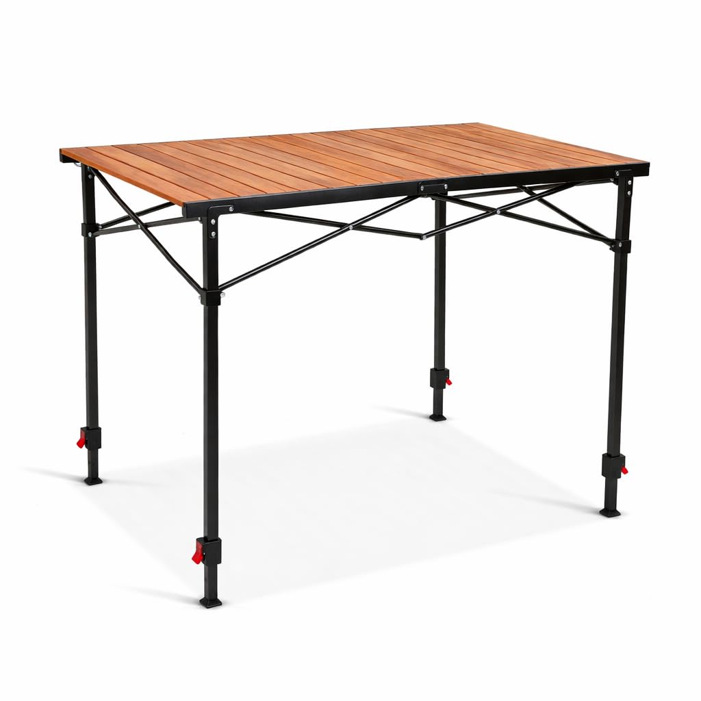 OUTSIDER Camping Table Foldable – Adjustable Height, Heat-Resistant Metal for Outdoor Table,Portable Roll-up Aluminum Camp Table with Carry Bag for 2-6 Person BBQ, Travel,Picnic,Lawn, Loads 110 Lbs