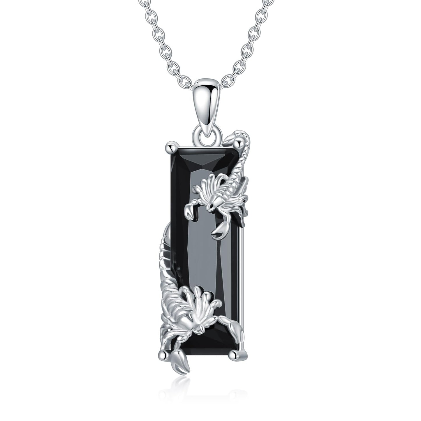 Prime 2025 Scorpion Necklace 925 Sterling Silver Scorpion Zodiac Constellation Pendant Black Crystal Animal Jewelry for Men Women